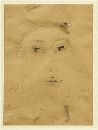 Filippo De Pisis [attribuito a], Ritratto di giovane. 1942. Matita su carta....