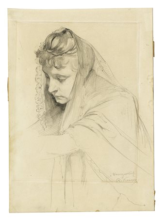 Rudolf Konopa, Lotto composto di 2 disegni. 1890. 1) Le mani congiunte su...