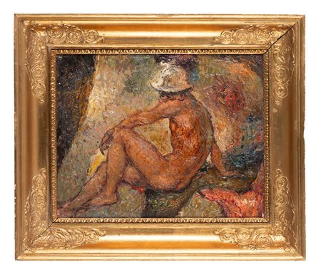 Adolphe-Joseph-Thomas Monticelli [attribuito a], Nudo maschile. Olio su...