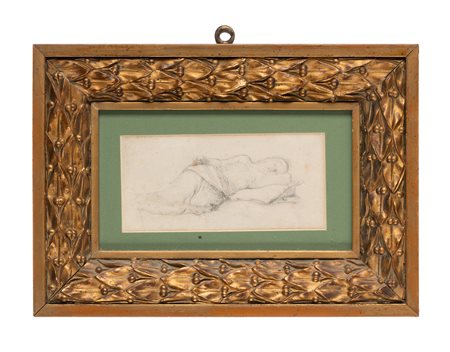 Odilon Redon [attribuito a], Figura femminile dormiente. Matita su carta. mm...