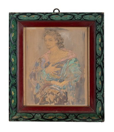 Hans Unger, Figura femminile. Fine del XIX secolo. Acquerello e carboncino su...