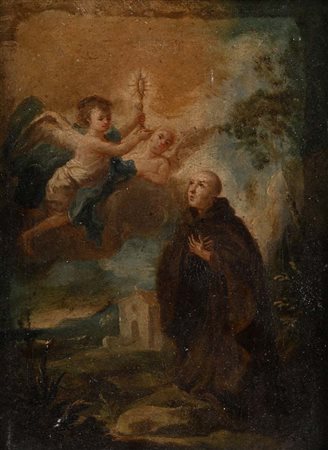 Pittore Napoletano del XVIII secolo San Pasquale Baylon con Putti olio su...