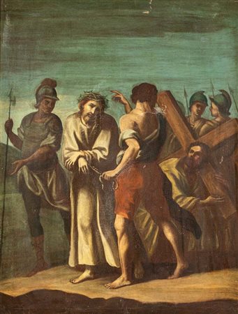 Pittore Napoletano del XVIII secolo Cristo nella sua Passione olio su tela cm...