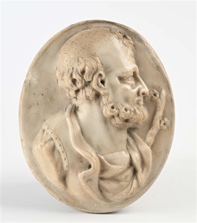 Bassorilievo ovale in marmo, fine del XVIII secolo cm 19x15,5 raffigurante il...