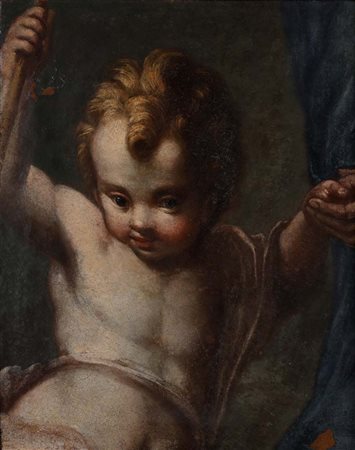 Pittore del XVIII secolo San Giovannino olio su tela cm 50x40 - con cornice...