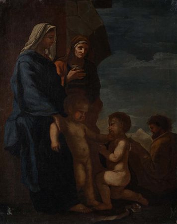 Pittore del XVIII secolo Sacra Famiglia. Madonna col Bambino, Santa...