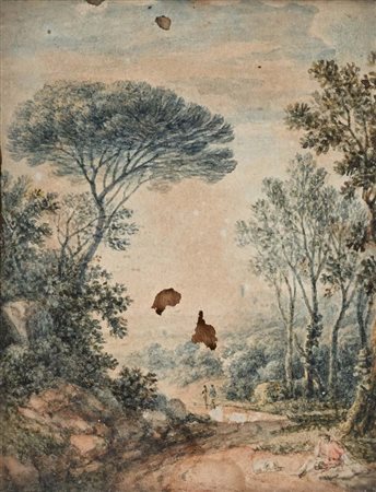 Piccolo paesaggio in cornice cm 9x7 - in cornice cm 14x12,5 cornice in legno...