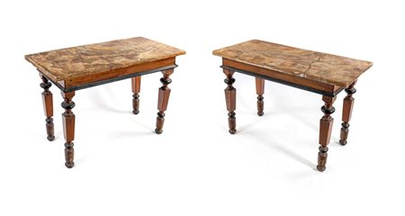 Coppia di piani in alabastro montati su tavoli da muro, XVII/XIX secolo cm...