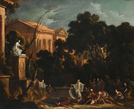 Pierre Patel Piccardia 1605 - Parigi 1676 Scena di Sacrificio olio su tela cm...