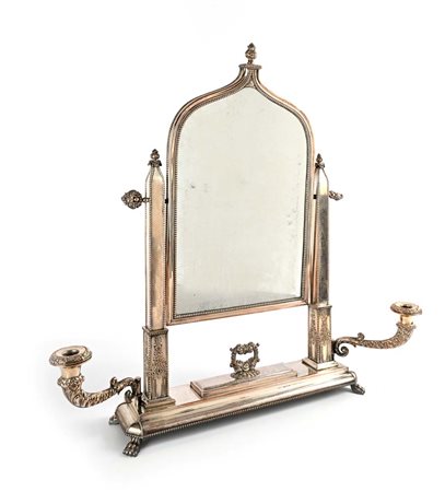 Specchiera da toletta in metallo argentato cm 72,5x52 (77) x15 cornice con...