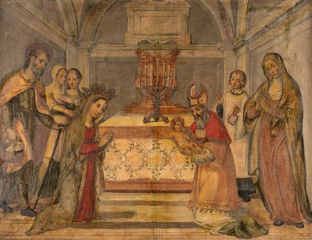 Scuola napoletana del XVIII secolo Presentazione di Gesù al Tempio olio su...