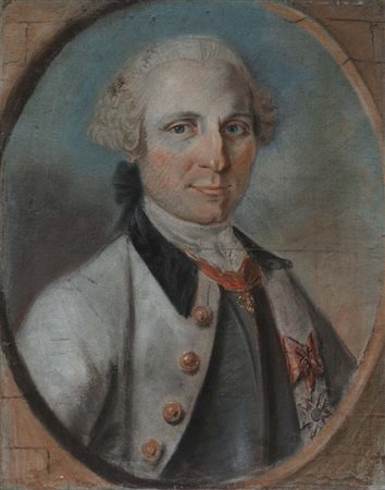 Pittore del XVIII secolo Ritratto di aristocratico pastello su carta intelata...