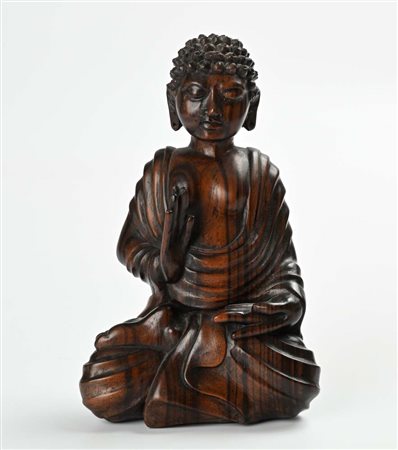 Buddha in legno asiatico, XX secolo cm 19x12x7