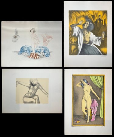 Lotto composto da due litografie a colori di Gregorio Sciltian, una litografia