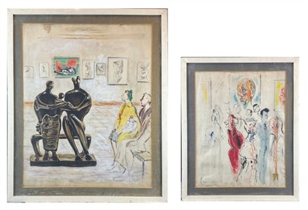 Zdzislaw Czermanski "Henry Moore Family Group - Tcelitchew" 
due tecnice miste s