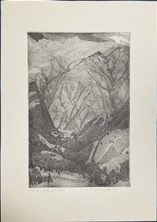 Federica Galli "Valle" 1962
acquaforte
(lastra cm 49,5x32,8; foglio cm 70x50)
Fi