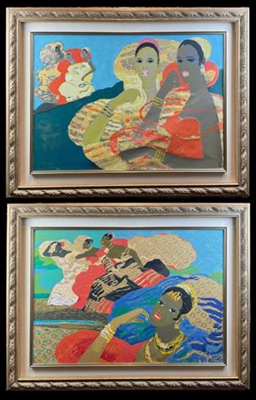 Salvatore Fiume (D'après) "Somale"
due serigrafie su broccato applicato su maso