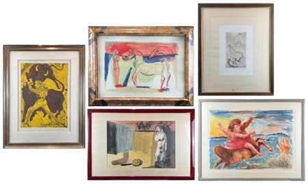 Salvatore Fiume - Aligi Sassu (2) - Bruno Cassinari (2)
Lotto composto da cinqu