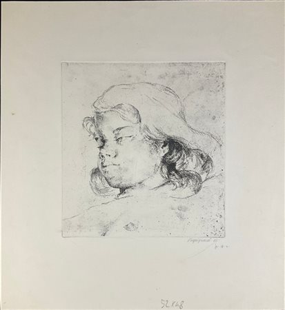 Renzo Vespignani "Senza titolo" 1961
acquaforte - prova di stampa
(lastra cm 29,