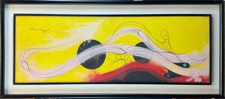 Huang Po Yong "Senza titolo" 
tecnica mista e olio su tela
cm 40x120
firmato e d