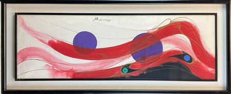 Huang Po Yong "Senza titolo" 1964
tecnica mista e olio su tela
cm 40x120
firmato