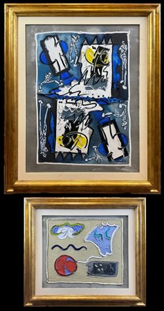 PAOLO VALLE "Re di Fiori" e "L'aquilone" 
due tecniche miste rispettivamente su