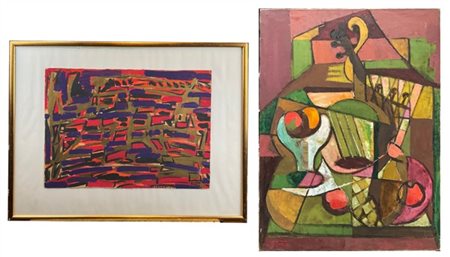 Lotto composto da una tecnica mista su carta firmata Facchinetti e un olio su t