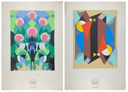 GIACOMO BALLA "Volumi di ambienti", "Rose" 
due serigrafie a colori
cm 100x70
St