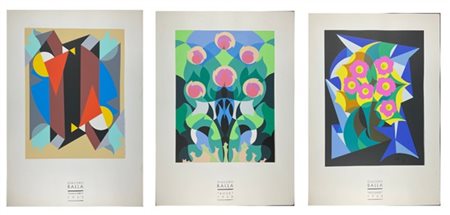 GIACOMO BALLA "Petunie", "Volumi di ambienti", "Rose" 
tre serigrafie a colori
c