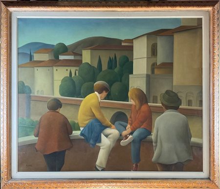 Roberto Masi "Sulla spalletta del Ponte Vecchio" 
olio su tela
cm 100x120
firmat
