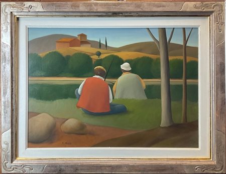 Roberto Masi "Pescatori" 
olio su tela
cm 50x70
firmato in basso a sinistra e al