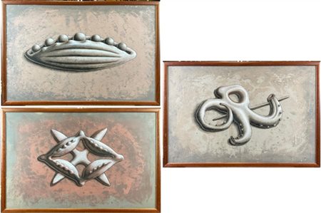 Carlos Forns Bada "Eslabones" 1990
Lotto composto da tre acrilici su carta intel