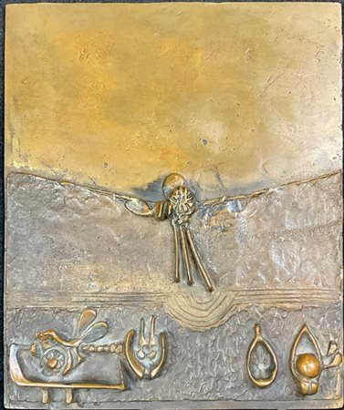 Nado Canuti "Senza titolo" 
bassorilievo in bronzo dorato
cm 31x26,5
firmato e n
