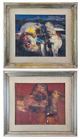 Robert Carroll Due oli su tela di soggetto astratto
cm 37x45
firmati in basso a