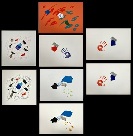 Giulio Turcato Otto serigrafie a colori, alcune con medesimo soggetto, misure di