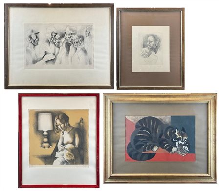 Manolo Ruiz Pipo Lotto composto da una tecnica mista su carta raffigurante un ga