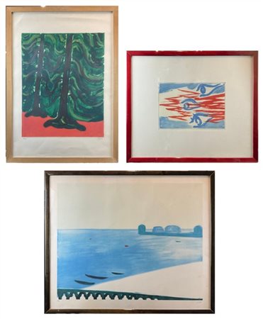 Virgilio Guidi Lotto composto da due litografie e una serigrafia a colori, di so