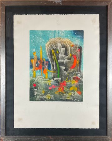 Roberto Matta "Ninphée" 1981
acquaforte e acquatinta a colori
(lastra cm 41,5x31