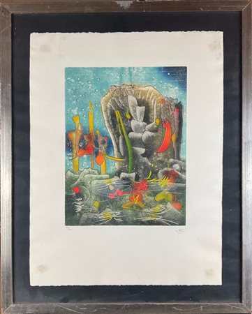 Roberto Matta "Ninphée" 1981
acquaforte e acquatinta a colori
(lastra cm 41,5x31
