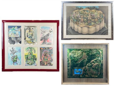 Ercole Pignatelli Lotto composto da una composizione di sei litografie montate i