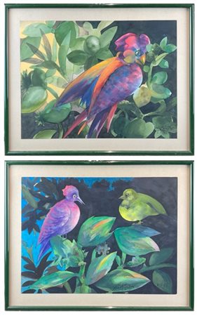 Ercole Pignatelli "Senza titolo" 1985
due acquerelli su carta raffiguranti volat