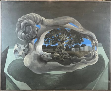 Ercole Pignatelli "Oasi - Bucranio" 1979
olio su tela
cm 81x100
firmato, titolat