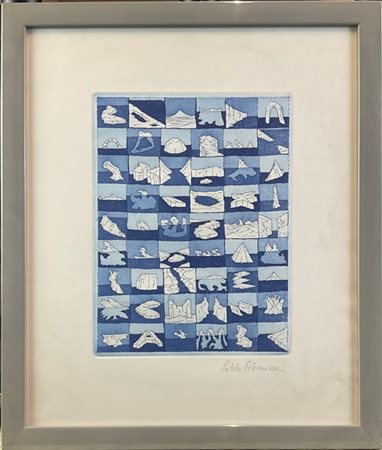 Pablo Echaurren "Senza titolo" 
acquaforte e acquatinta a colori
(lastra cm 23,5