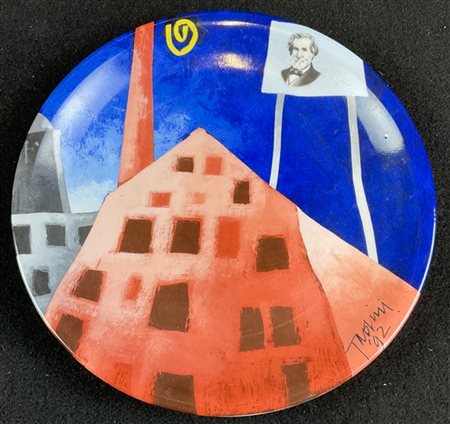 Emilio Tadini "Città italiana" 1974
piatto in ceramica serigrafata
d cm 24
Edizi