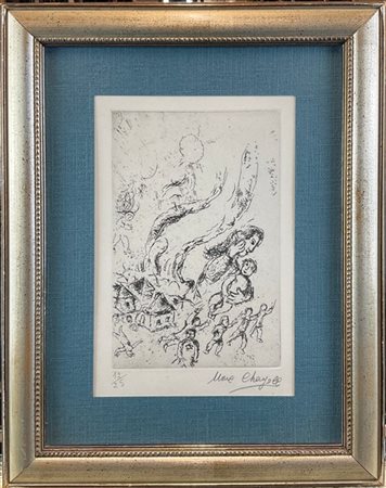 Marc Chagall "Lettre a Marc Chagall IV" 1969
acquaforte
(lastra cm 22,5x14,7; fo