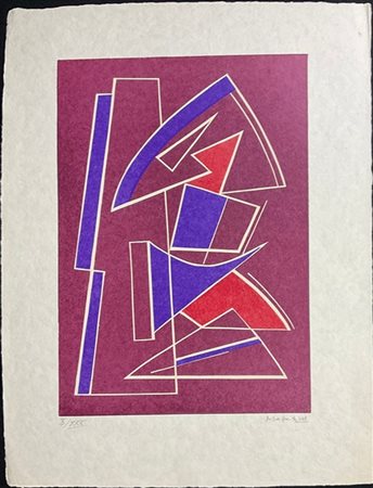 ALBERTO MAGNELLI "La Magnanerie de La Ferrage" 1970
linoincisione a colori su ca