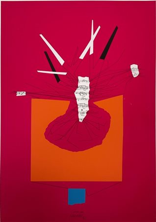 Bruno Munari "Ricostruzione teorica di un oggetto immaginario, rosa" 1984
serigr