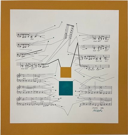 Bruno Munari "Senza titolo" 1984
litografia, collage e piccoli interventi a penn