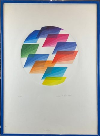 Piero Dorazio "Tondo" 1983
acquatinta a colori, lastra tonda
d lastra cm 32; fog