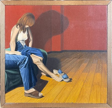 Giorgio Tonelli "Incontro" 1981
olio su compensato
cm 27,8x29,5
firmato al centr